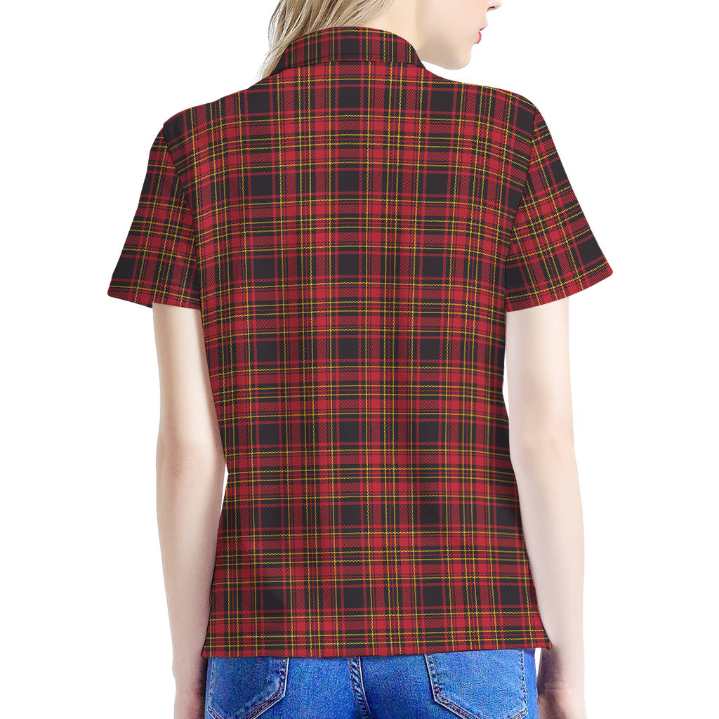 Red And Yellow Tartan Pattern Print Women's Polo Shirt