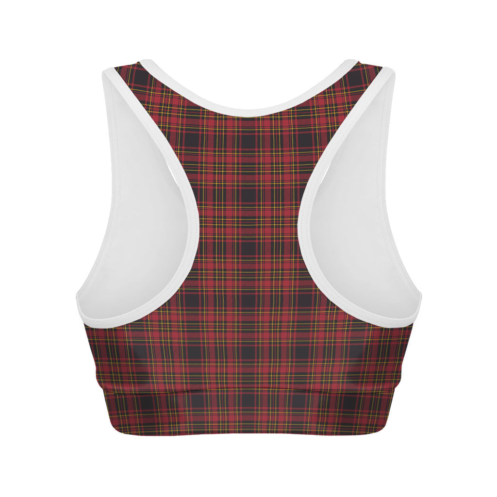 Red And Yellow Tartan Pattern Print Women's Sports Bra