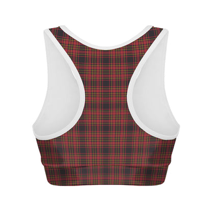 Red And Yellow Tartan Pattern Print Women's Sports Bra