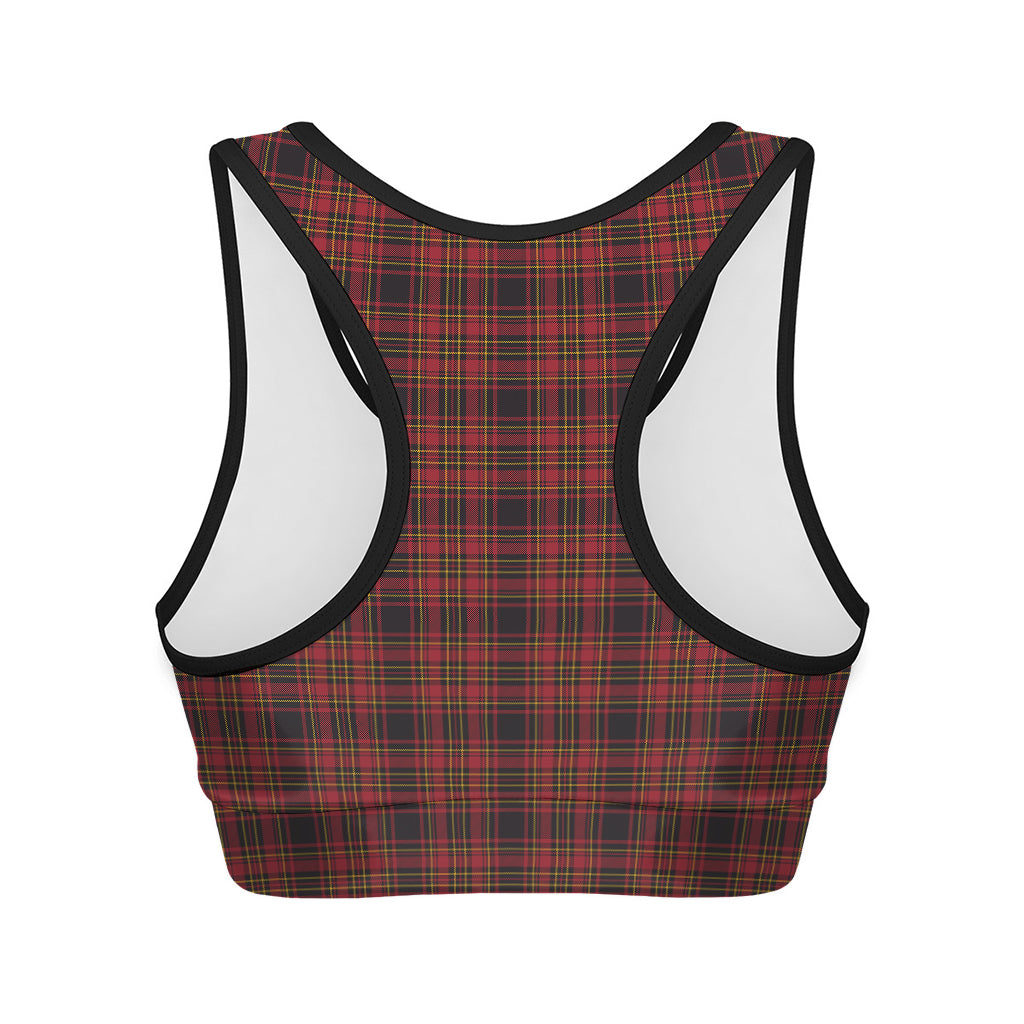 Red And Yellow Tartan Pattern Print Women's Sports Bra
