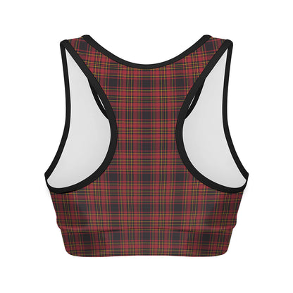 Red And Yellow Tartan Pattern Print Women's Sports Bra