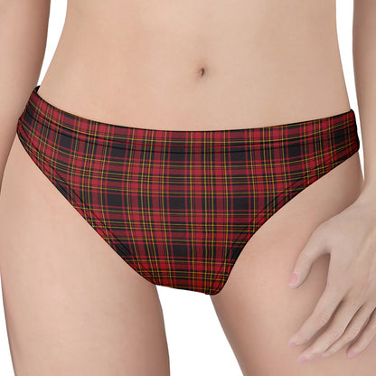 Red And Yellow Tartan Pattern Print Women's Thong