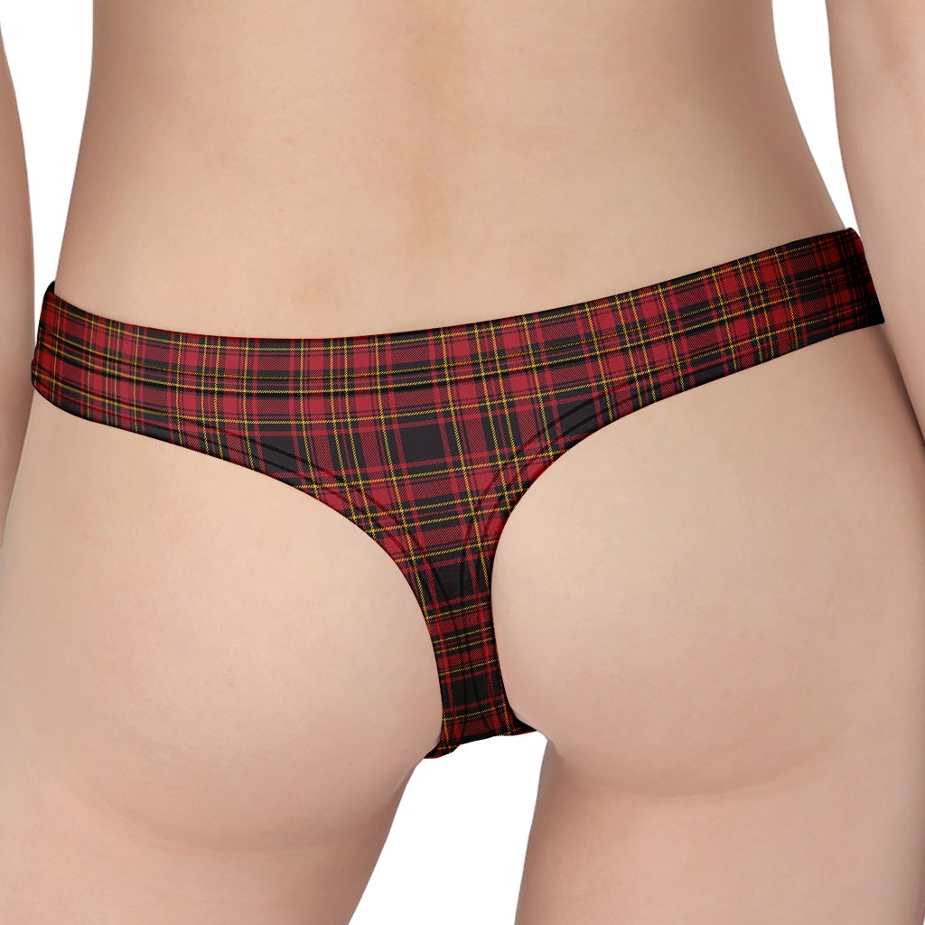 Red And Yellow Tartan Pattern Print Women's Thong