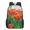 Red And Yellow Tulip Print 17 Inch Backpack