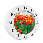 Red And Yellow Tulip Print Alarm Clock