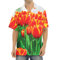 Red And Yellow Tulip Print Aloha Shirt