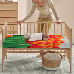 Red And Yellow Tulip Print Baby Crib Sheet