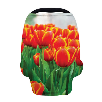 Red And Yellow Tulip Print Baby Seat Cover