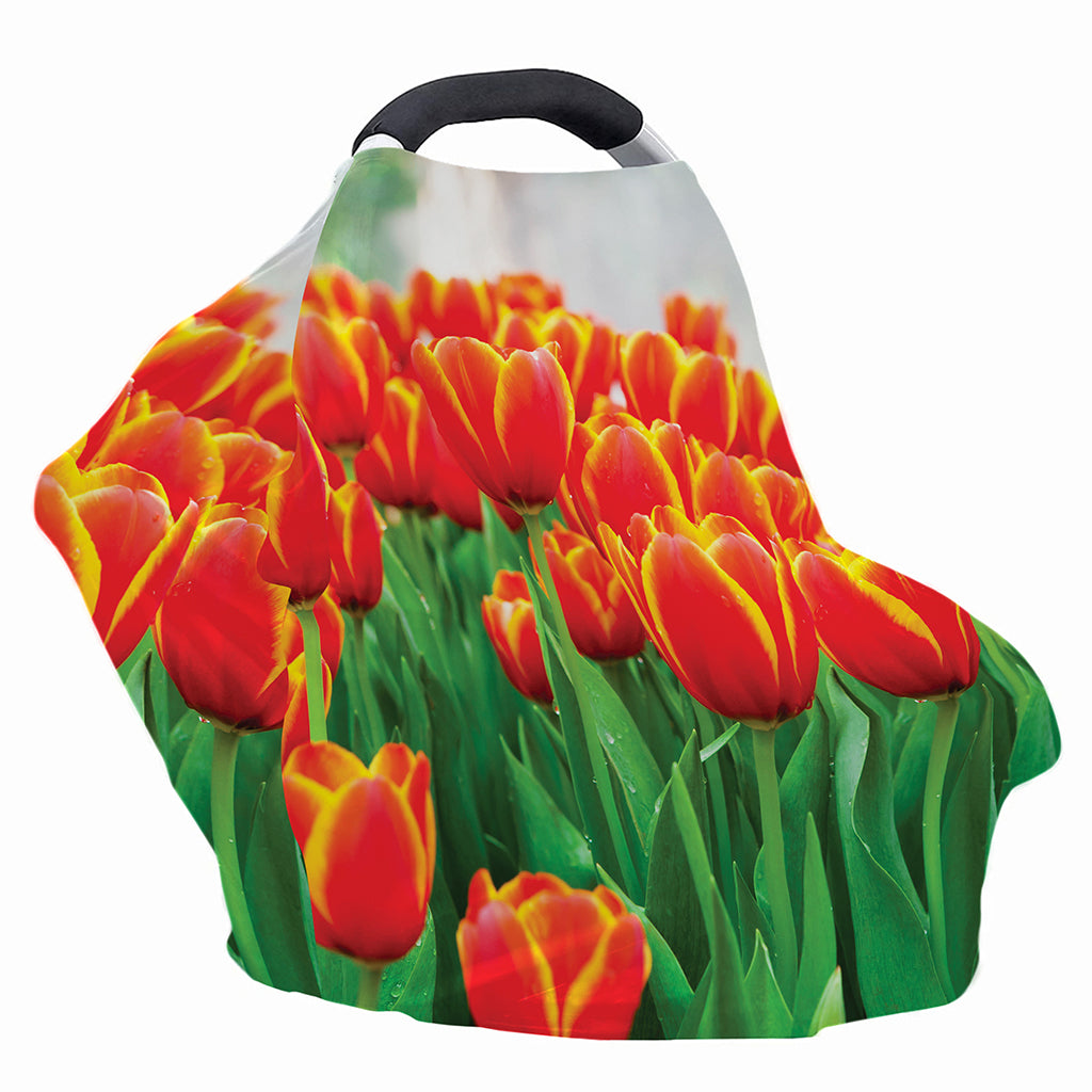 Red And Yellow Tulip Print Baby Seat Cover