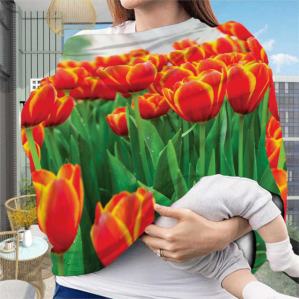 Red And Yellow Tulip Print Baby Seat Cover