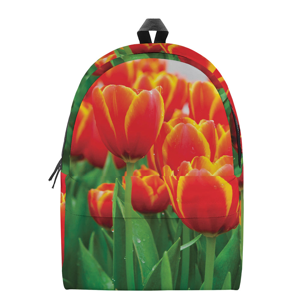 Red And Yellow Tulip Print Backpack