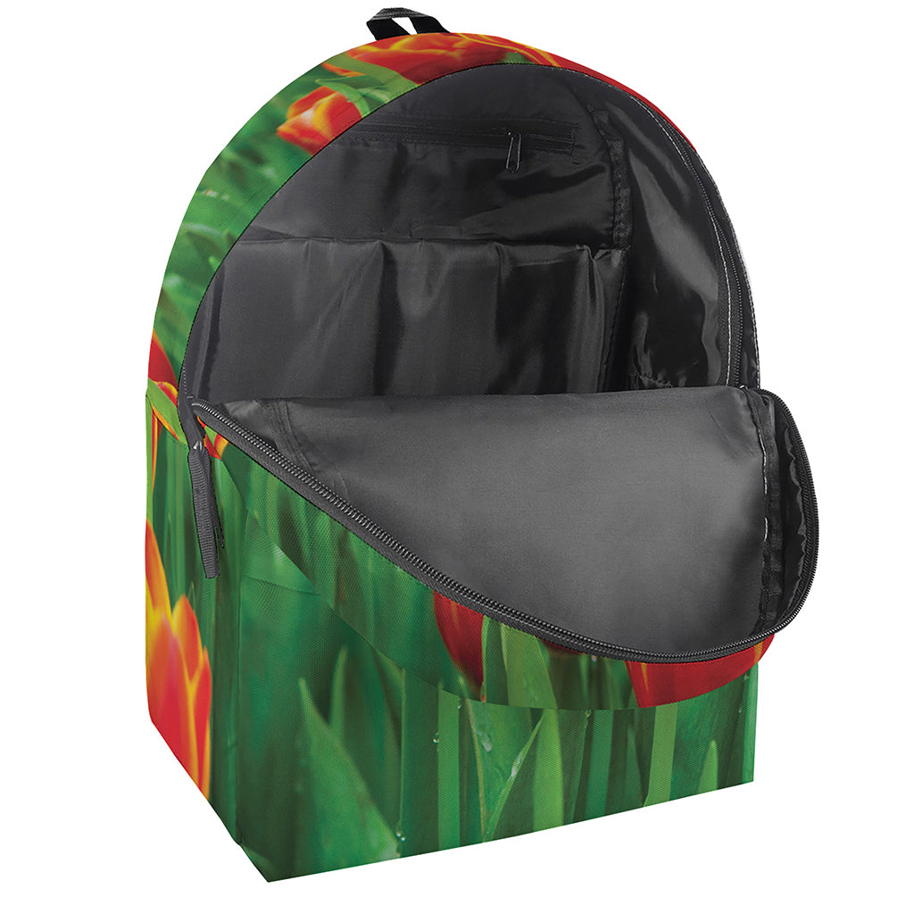 Red And Yellow Tulip Print Backpack