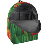 Red And Yellow Tulip Print Backpack