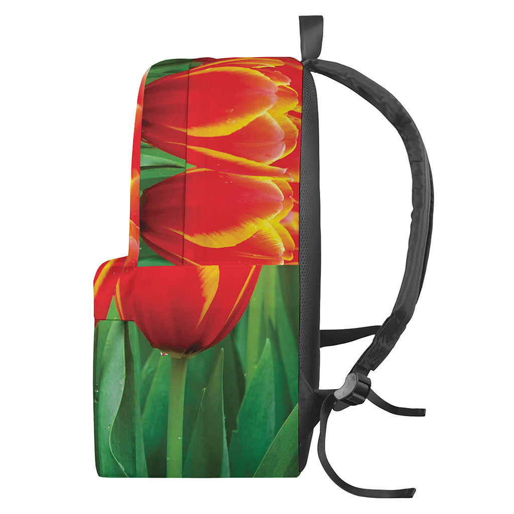 Red And Yellow Tulip Print Backpack