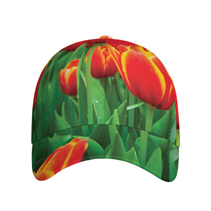 Red And Yellow Tulip Print Baseball Cap