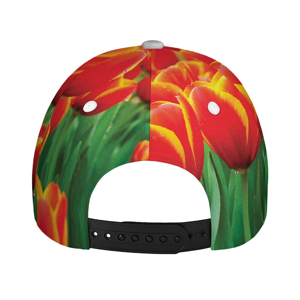 Red And Yellow Tulip Print Baseball Cap