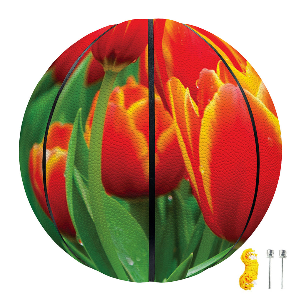 Red And Yellow Tulip Print Basketball