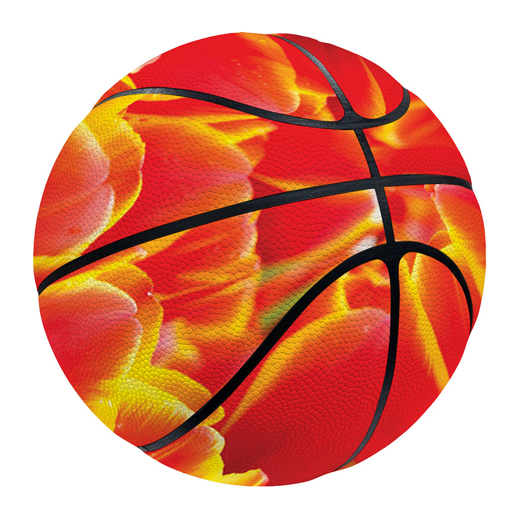 Red And Yellow Tulip Print Basketball