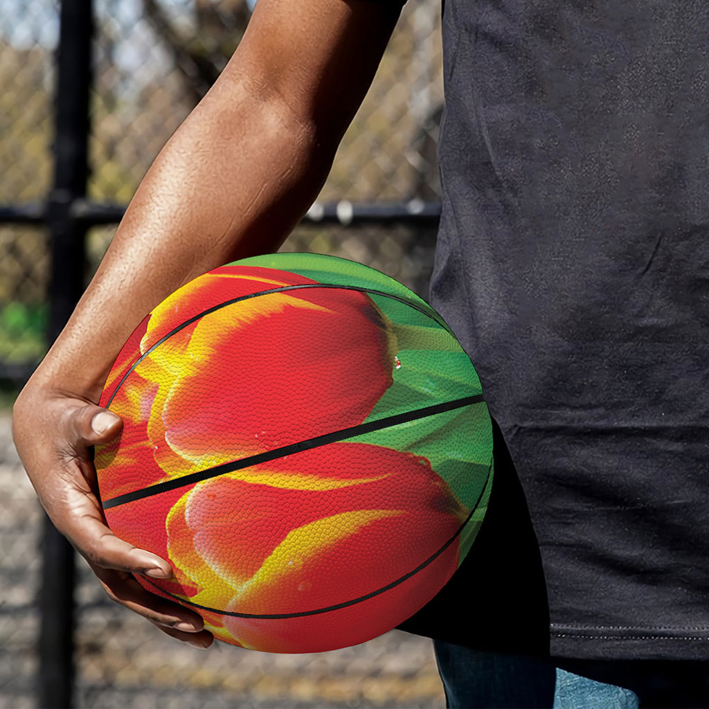 Red And Yellow Tulip Print Basketball