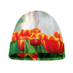 Red And Yellow Tulip Print Beanie