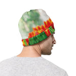 Red And Yellow Tulip Print Beanie