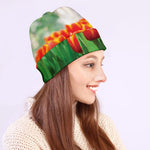 Red And Yellow Tulip Print Beanie