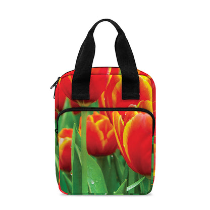 Red And Yellow Tulip Print Bible Tote Bag
