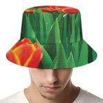 Red And Yellow Tulip Print Bucket Hat