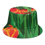 Red And Yellow Tulip Print Bucket Hat