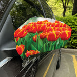 Red And Yellow Tulip Print Car Side Mirror Covers
