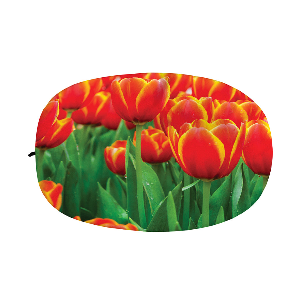 Red And Yellow Tulip Print Car Side Mirror Covers