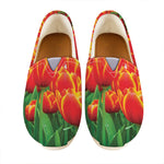 Red And Yellow Tulip Print Casual Shoes