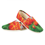 Red And Yellow Tulip Print Casual Shoes
