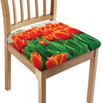 Red And Yellow Tulip Print Chair Cushion Cover