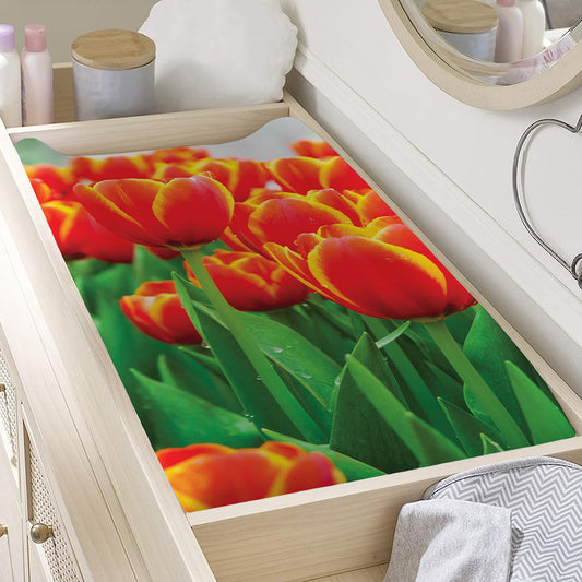 Red And Yellow Tulip Print Changing Pad Cover