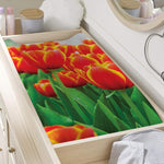 Red And Yellow Tulip Print Changing Pad Cover