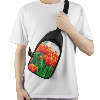 Red And Yellow Tulip Print Chest Bag