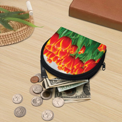 Red And Yellow Tulip Print Coin Purse