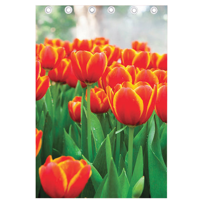 Red And Yellow Tulip Print Curtain