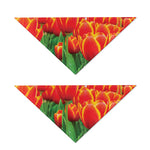 Red And Yellow Tulip Print Dog Bandana