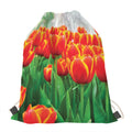 Red And Yellow Tulip Print Drawstring Bag