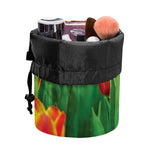 Red And Yellow Tulip Print Drawstring Makeup Bag