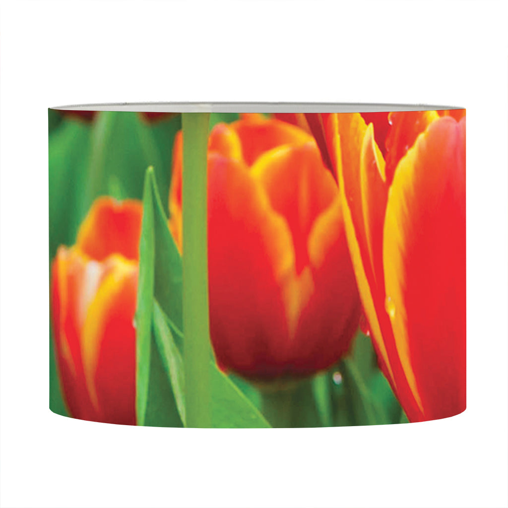 Red And Yellow Tulip Print Drum Lamp Shade