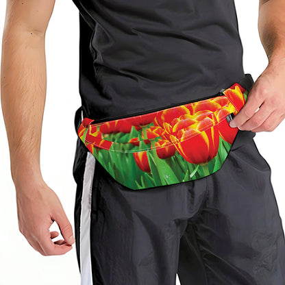 Red And Yellow Tulip Print Fanny Pack