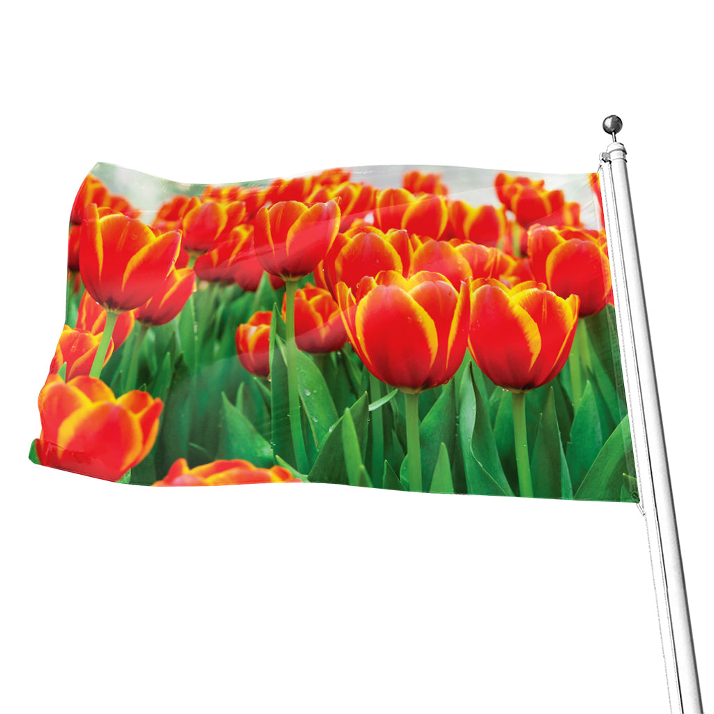 Red And Yellow Tulip Print Flag