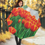 Red And Yellow Tulip Print Foldable Umbrella