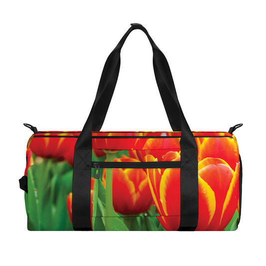 Red And Yellow Tulip Print Gym Bag