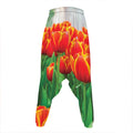 Red And Yellow Tulip Print Hammer Pants