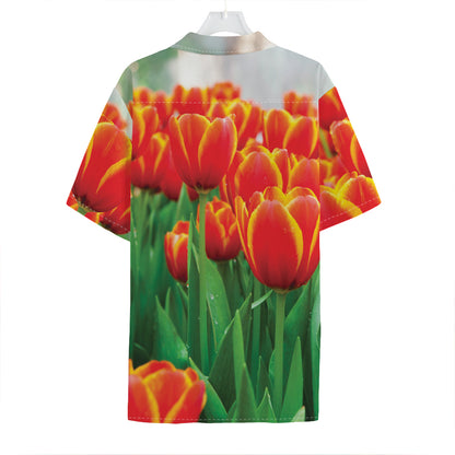 Red And Yellow Tulip Print Hawaiian Shirt