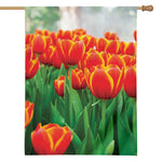 Red And Yellow Tulip Print House Flag